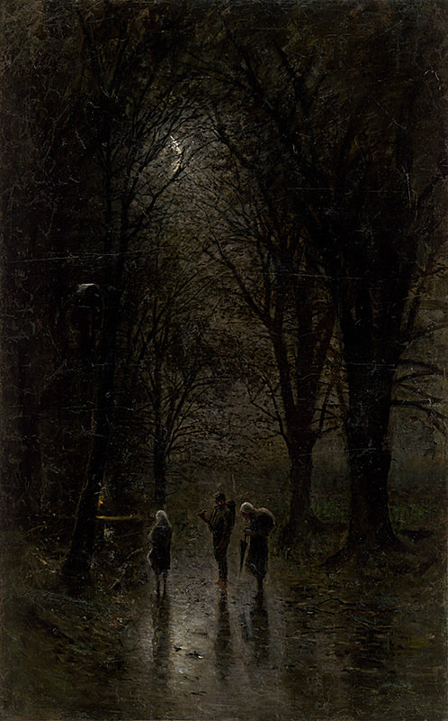 ​Night Travellers at a Cross by Laszlo Mednyanszky (1880)