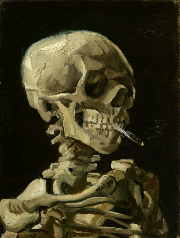 Head of a Skeleton with a Burning Cigarette by Vincent van Gogh (1886)